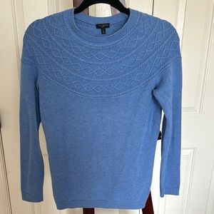 Talbots Women’s Cashmere Cotton Blue Knit Long Sleeve Scoop Neck Sweater Sz SP